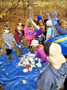 Students in the Trash Tracker program 