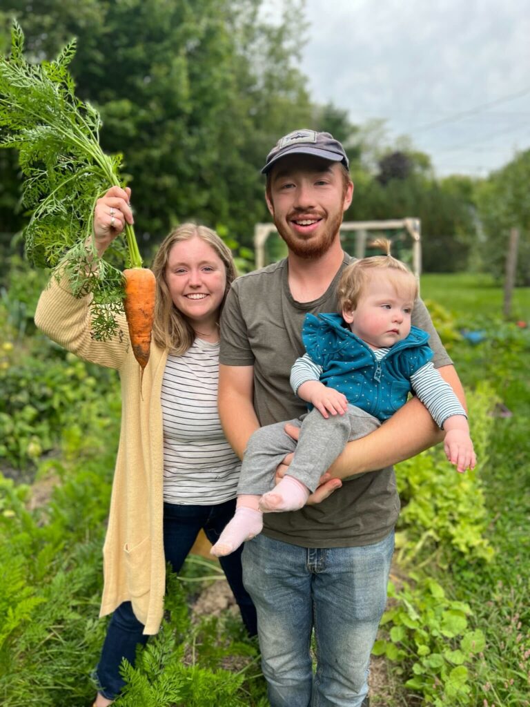 A family gardening together 